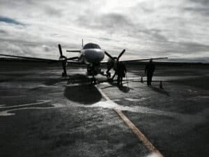 Light plane on the tarmac at King Island airport