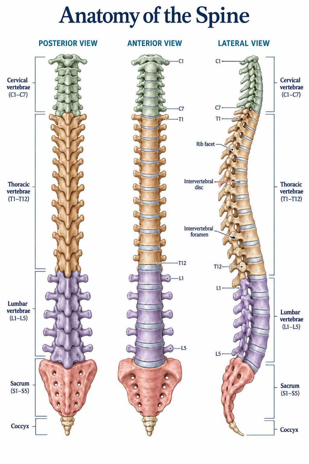 Illustration of normal spine anatomy