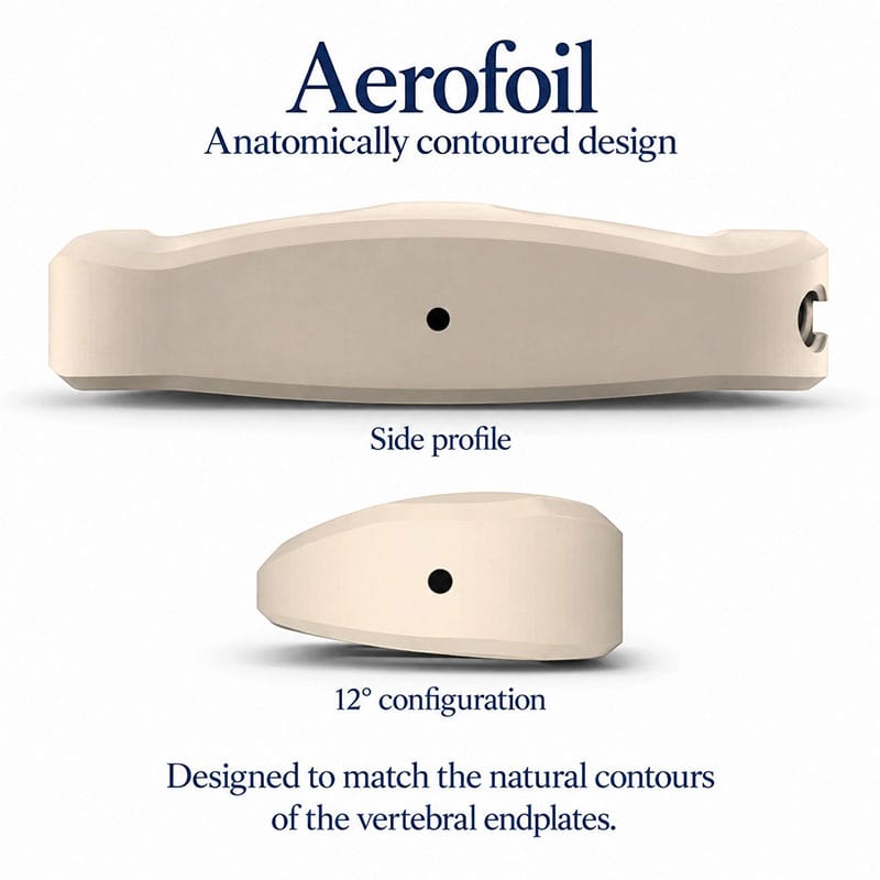Aerofoil anatomically shaped spinal implant